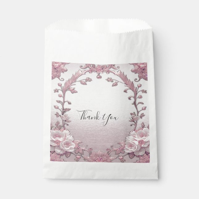 Sachets En Papier Sac unique rose floral Favor (Devant)