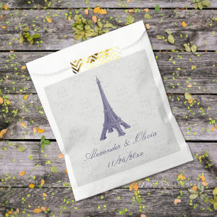 Sachets En Papier Sac violet Eiffel Tower Mariage damassé Favoriser