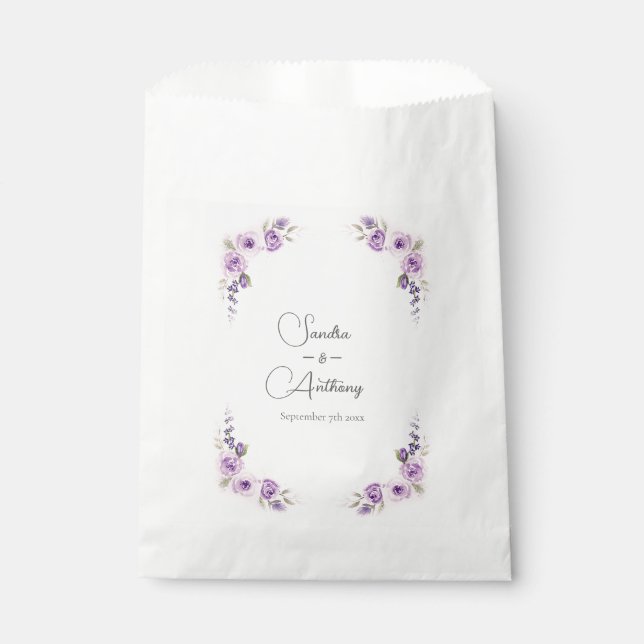 Sachets En Papier Sacoche de mariage pour Lavender et Blush Rose (Devant)