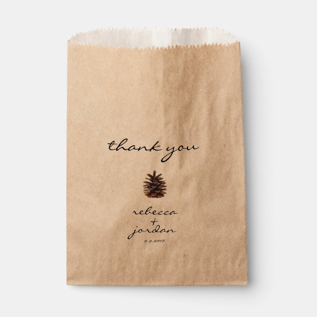Sachets En Papier Sacs-cadeaux de Merci de pin rustique (Devant)