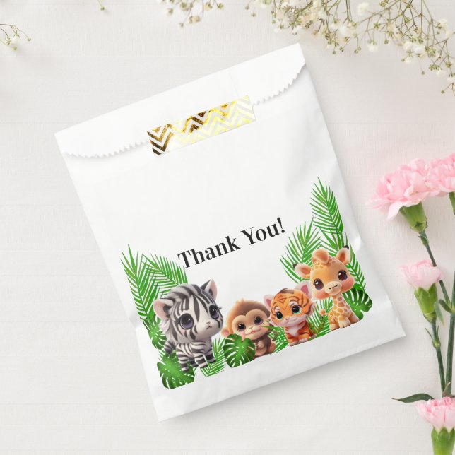 Sachets En Papier Safari amis tigre girafe zèbre singe anniversaire (Scellé)