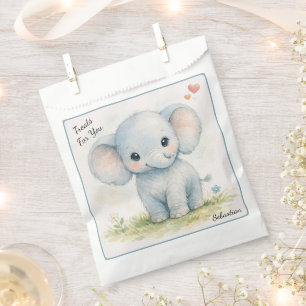 Sachets En Papier Safari Eléphant Bleu Géant Douce Fête de Naissance