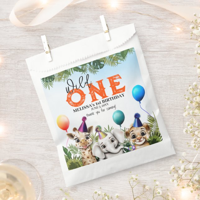 Sachets En Papier Safari sauvage Animaux fête d'anniversaire (Coupé)