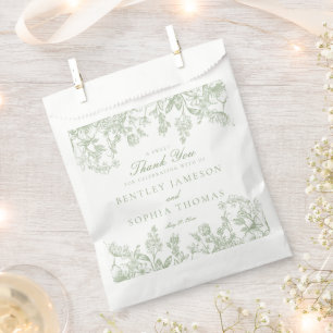 Sachets En Papier Sage Chinoiserie Floral Mariage Dessert