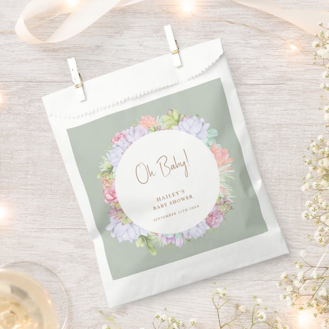 Sachets En Papier Sage Green Boho Cactus Désert Oh Baby shower (Coupé)