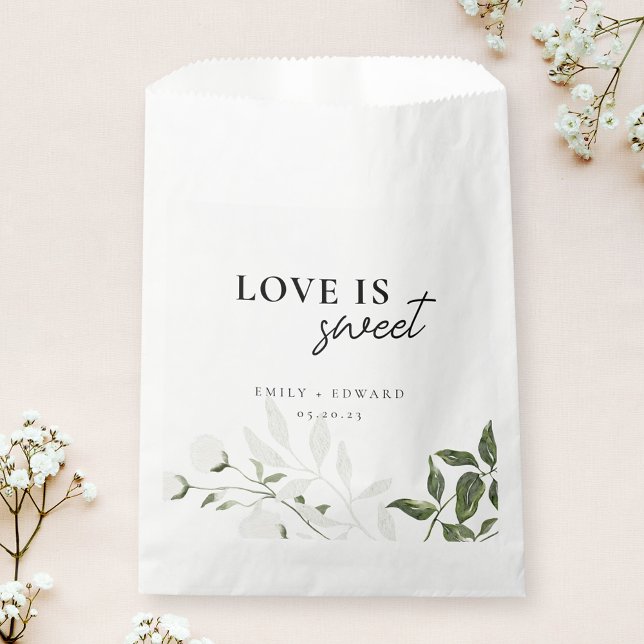 Sachets En Papier Sage Green et blanc Floral L'amour est doux (Créateur téléchargé)