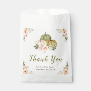 Sachets En Papier Sage Green et Peach Floral Citrouille Baby shower