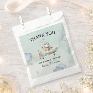 Sachets En Papier Sage Little Aviator Time Flies 1er Anniversaire