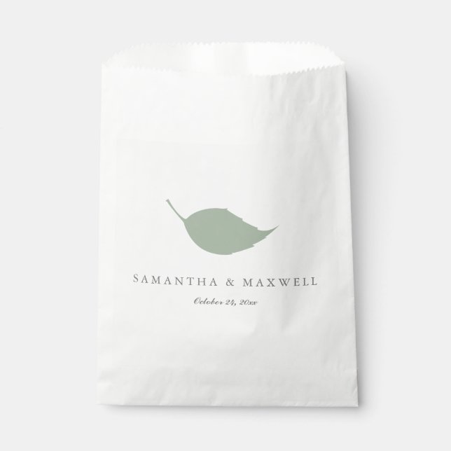Sachets En Papier Sage simple Feuille verte Mariage Faveur Sac (Devant)
