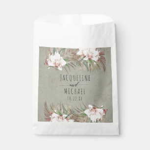 Sachets En Papier Sage White Floral Orchid Bord de mer Tropical Foli