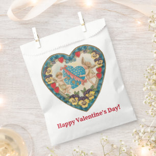 Sachets En Papier Saint-Valentin antique, anges vintage dans un cœur