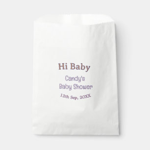Sachets En Papier salut bébé fête bleu nom date maron moderne tendan