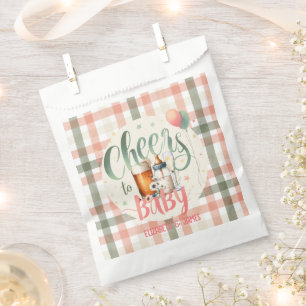 Sachets En Papier Salutations pour bébé Sage Peach En vichy bières B