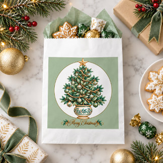 Sachets En Papier Sapin de Noël botanique élégant de Noël