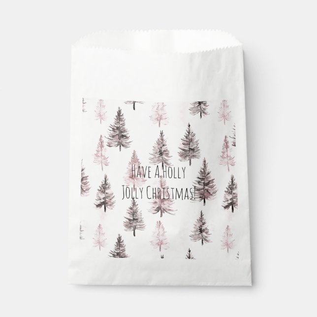 Sachets En Papier Sapins de Noël roses (Devant)
