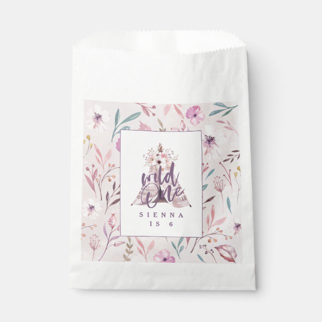 Sachets En Papier sauvage un 1er anniversaire fête de fête de faveur (Devant)