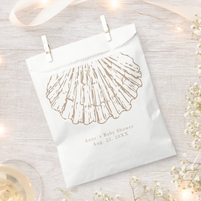 Sachets En Papier Scallop Shell Elegant Calligraphy Baby Shower (Coupé)