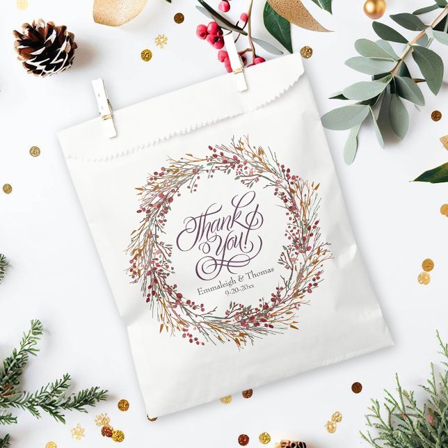 Sachets En Papier Scarlet Rouge Mariage floral saisonnier (Créateur téléchargé)