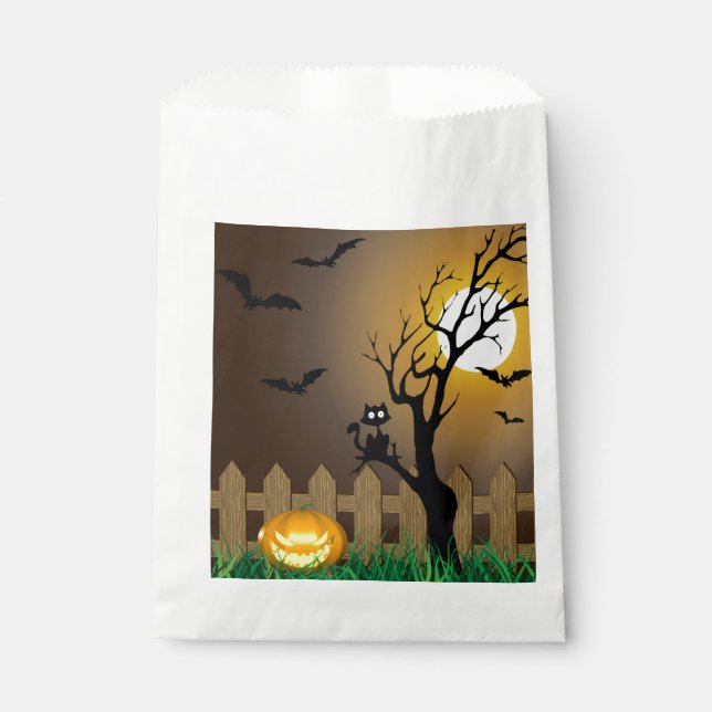 Sachets En Papier Scène de jardin d'Halloween effrayant (Devant)
