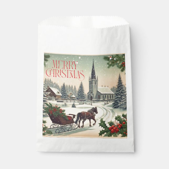 Sachets En Papier Scène de Noël classique/Vintage (Devant)