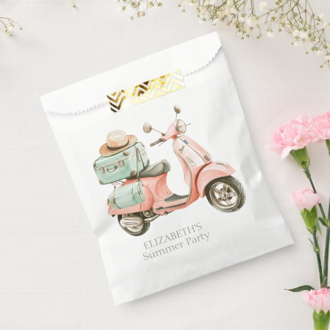 Sachets En Papier Scooter côtier rose et aqua mignon (Scellé)