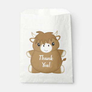 Sachets En Papier Scottish Highland Cow fête d'anniversaire rose