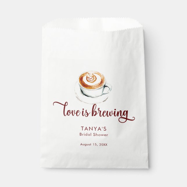 Sachets En Papier Script de Baby Shower de mariage Love is Brewing C (Devant)