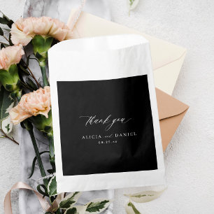 Sachets En Papier Script de calligraphie chic merci mariage noir
