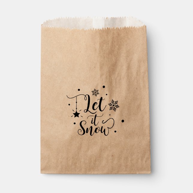 Sachets En Papier Script de LAISSEZ TOMBER LA NEIGE Faveur de vacanc (Devant)