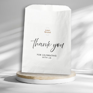 Sachets En Papier Script Logo de remerciement d'événement blanc mini