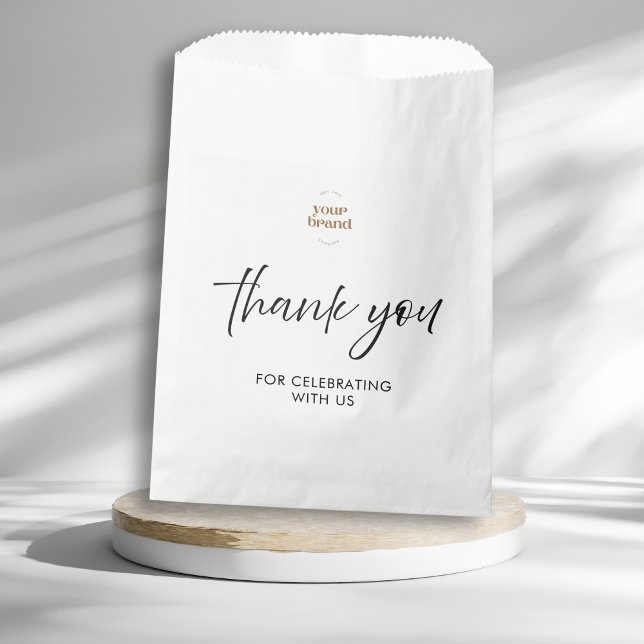 Sachets En Papier Script Logo de remerciement d'événement blanc mini (Créateur téléchargé)