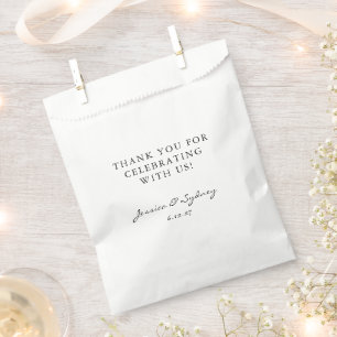 Sachets En Papier Script minimaliste noir et blanc Merci personnalis