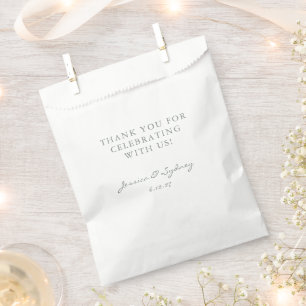 Sachets En Papier Script minimaliste Vert Sage foncé Merci personnal