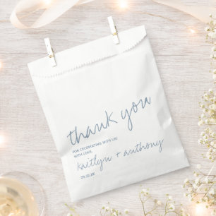 Sachets En Papier Script moderne Dusty bleu minimaliste Mariage