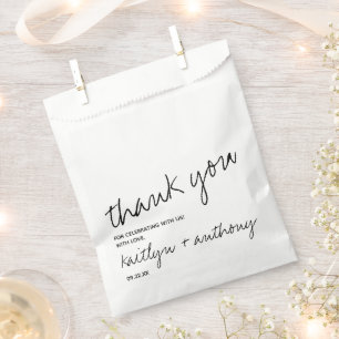 Sachets En Papier Script noir et blanc moderne Mariage minimaliste