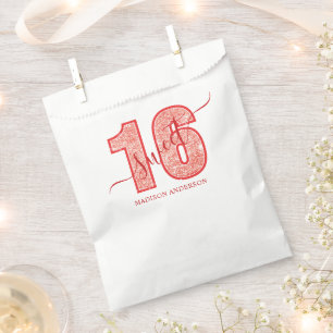 Sachets En Papier Script pailleté rouge Anniversaire Glam 16 ans dou