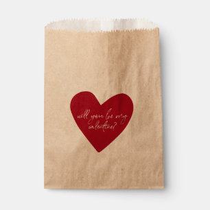 Sachets En Papier Script Red Heart Valentines Day Kraft