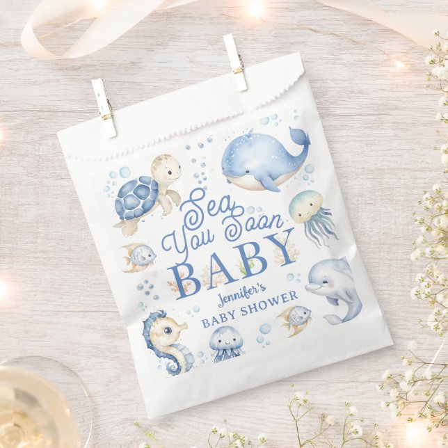Sachets En Papier Sea You Soon Baby Shower Boy Blue Ocean (Coupé)