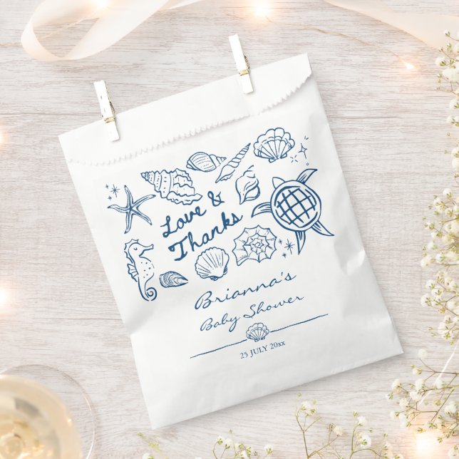 Sachets En Papier Sea you soon seashells beach boy baby shower (Coupé)