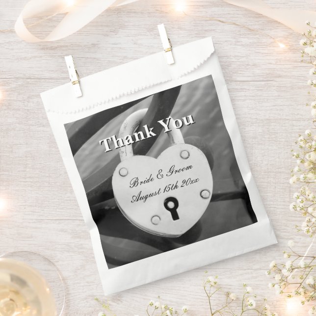 Sachets En Papier Serrure d'amour en forme de coeur avec mariage de  (Coupé)