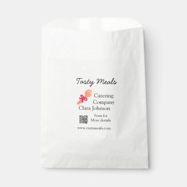 Sachets En Papier services de restauration ajouter nom code QR site  (Devant)