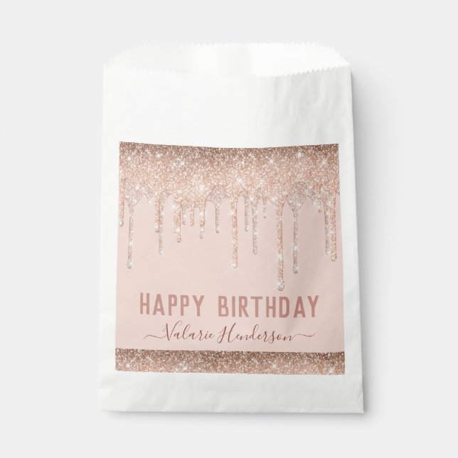 Sachets En Papier Serviettes Joyeux Anniversaire Gouttes de Paillett (Devant)