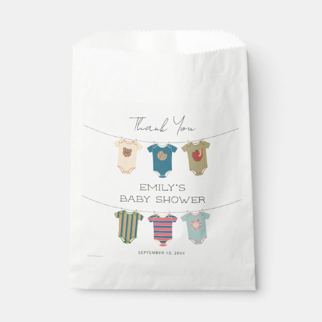 Sachets En Papier Sesame Pals Bodysues Baby shower Merci (Devant)