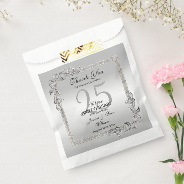 Sachets En Papier Silver Gem & Glitter 25th Wedding Anniversary (Scellé)
