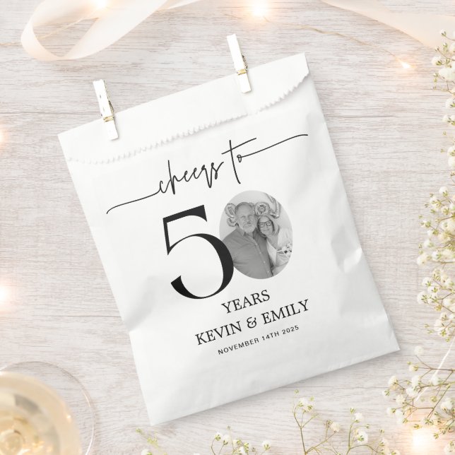 Sachets En Papier Simple 50e anniversaire Photo À 50 ans  (Coupé)