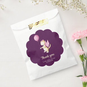 Sachets En Papier Simple Baby shower de fille dragon rose Bourgogne