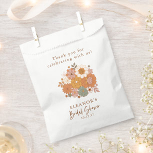 Sachets En Papier Simple Boho Rétro Floral Fête de Mariage Nom Perso
