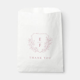 Sachets En Papier Simple Élégant Cerisier Rose Blossom Monogram Cres