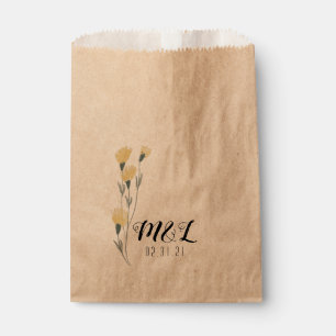 Sachets En Papier Simple Fleur Sauvage Mariage Dessinée à la Main