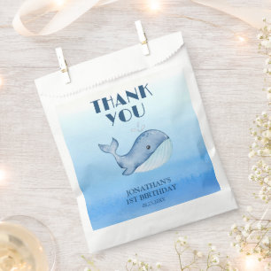 Sachets En Papier Simple mignonne Baleine Bleu Mer Merci d'anniversa